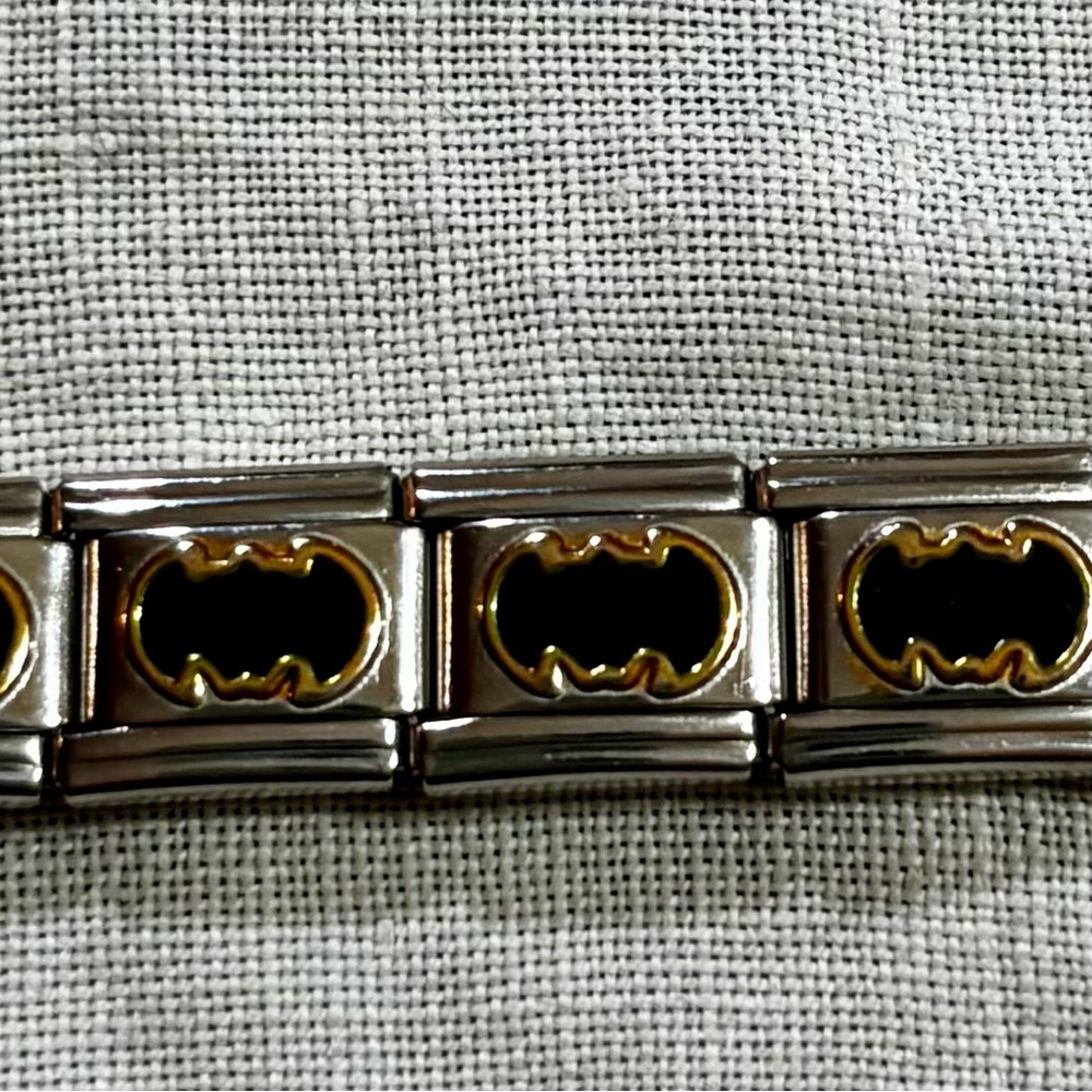 Y2K Italian Bracelet Charm Silver and Gold Bat Symbol NWOT (13 Available)